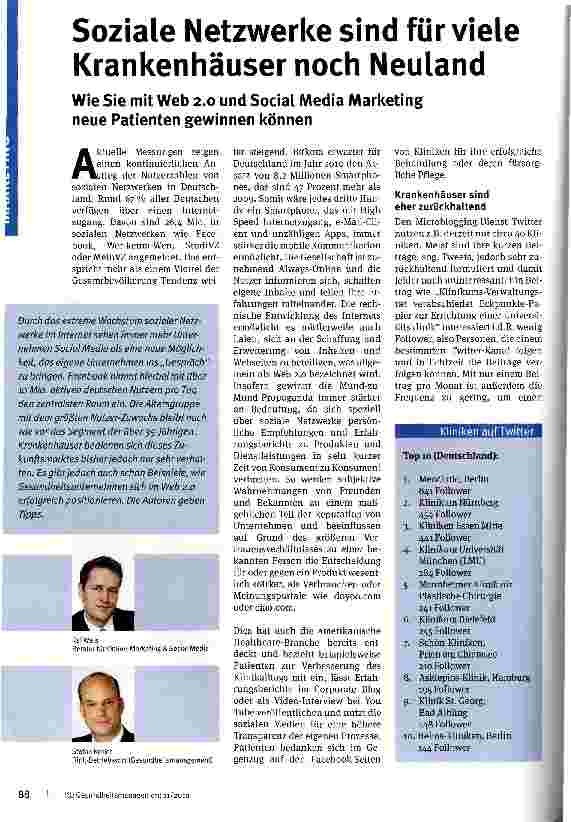 Vorschauseite 1: Soziale Netzwerke sind für viele Krankenhäuser noch Neuland Wie Sie mit Web 2.0 und Social Media Marketing neue Patienten gewinnen können
