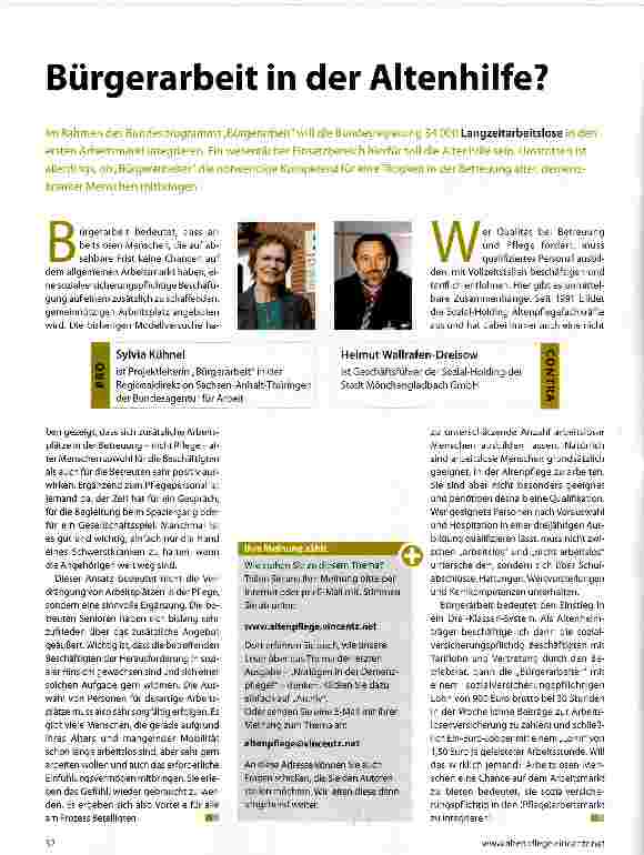 Vorschauseite 1: Bürgerarbeit in der Altenhilfe?