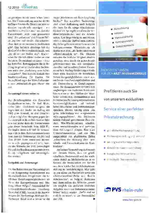 Vorschauseite 2: 6. Personalkongress der Krankenhäuser: Konzepte gegen den Ärztemangel