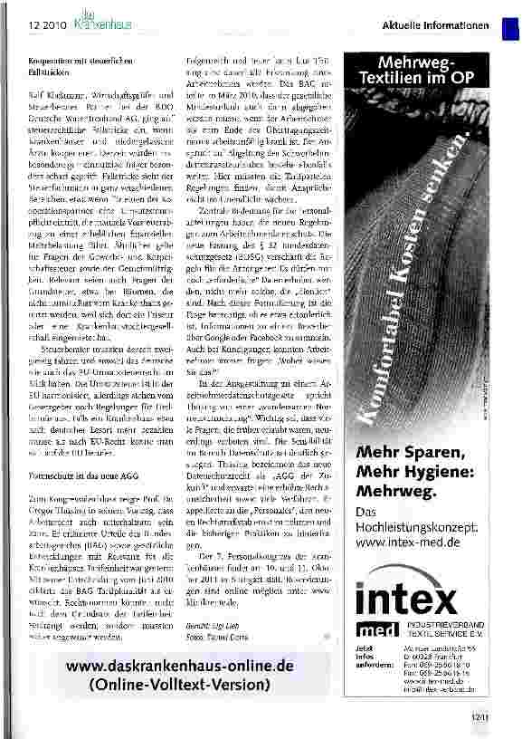 Vorschauseite 6: 6. Personalkongress der Krankenhäuser: Konzepte gegen den Ärztemangel