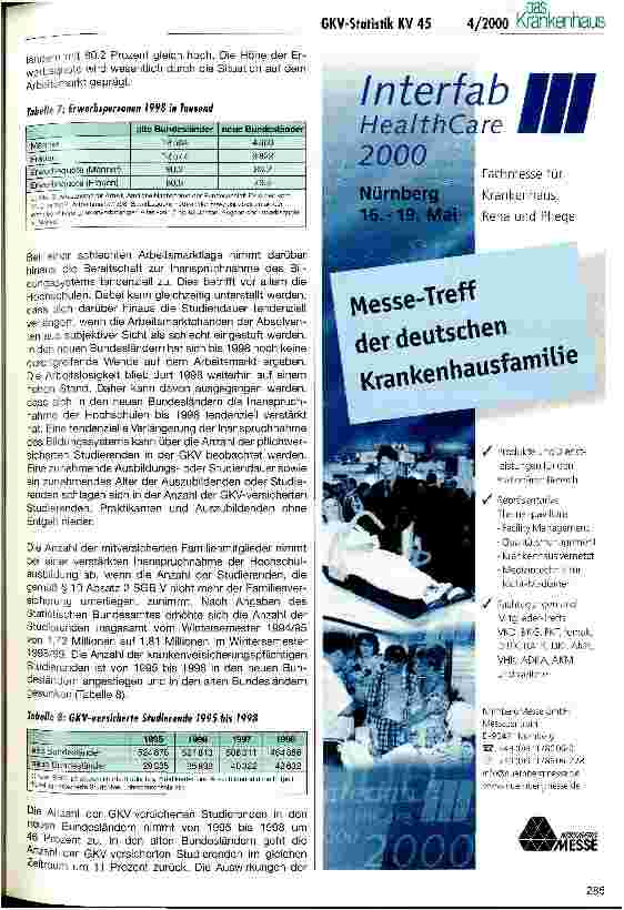 Vorschauseite 5: Analyse der GKV-Statistik (II) Ost-West-Quote für die Krankenhausausgaben 1998