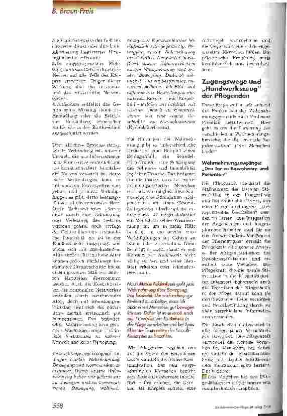 Vorschauseite 2: Welche Bedeutung hat die Körperwahrnehmung als Mittel zur Kommunikation? 4. Preis B. Braun-Preis 1999