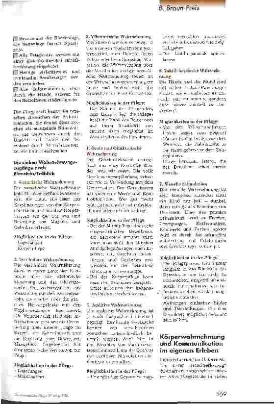 Vorschauseite 3: Welche Bedeutung hat die Körperwahrnehmung als Mittel zur Kommunikation? 4. Preis B. Braun-Preis 1999
