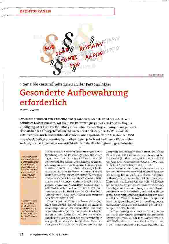 Vorschauseite 1: Gesonderte Aufbewahrung erforderlich