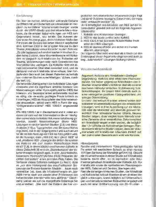 Vorschauseite 2: Volumenersatz beim kritisch Kranken - Glaube und Evidence 2010