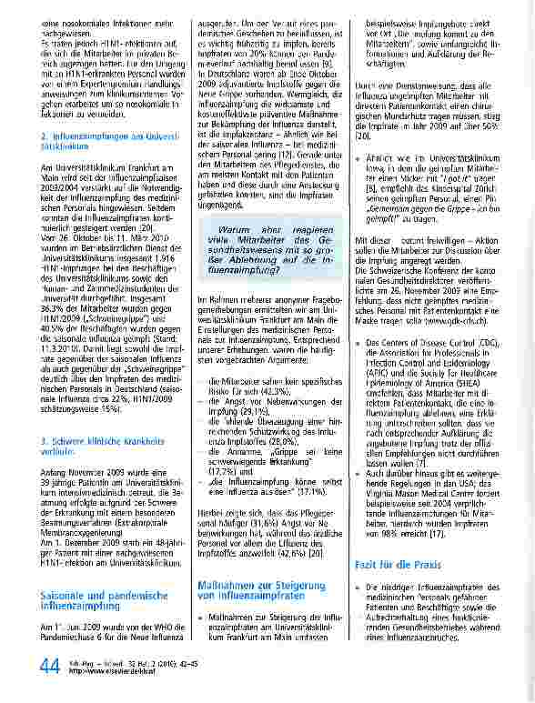 Vorschauseite 3: Saisonale Influenza und Neue Grippe (Influenza A H1N1/2009) im Gesundheitswesen: Betrachtung aus arbeitsmedizinischer und virologischer Sicht