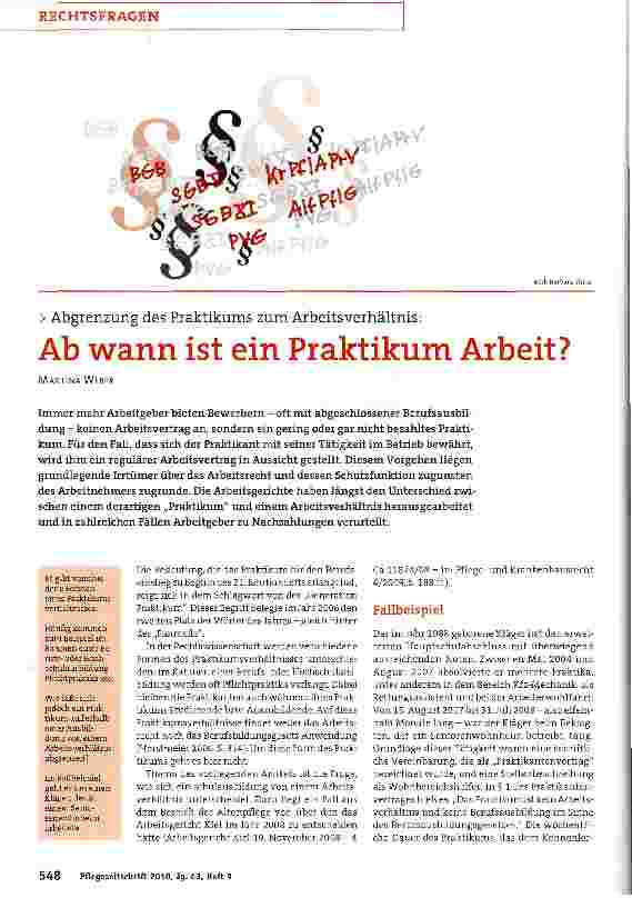 Vorschauseite 1: Ab wann ist ein Praktikum Arbeit?