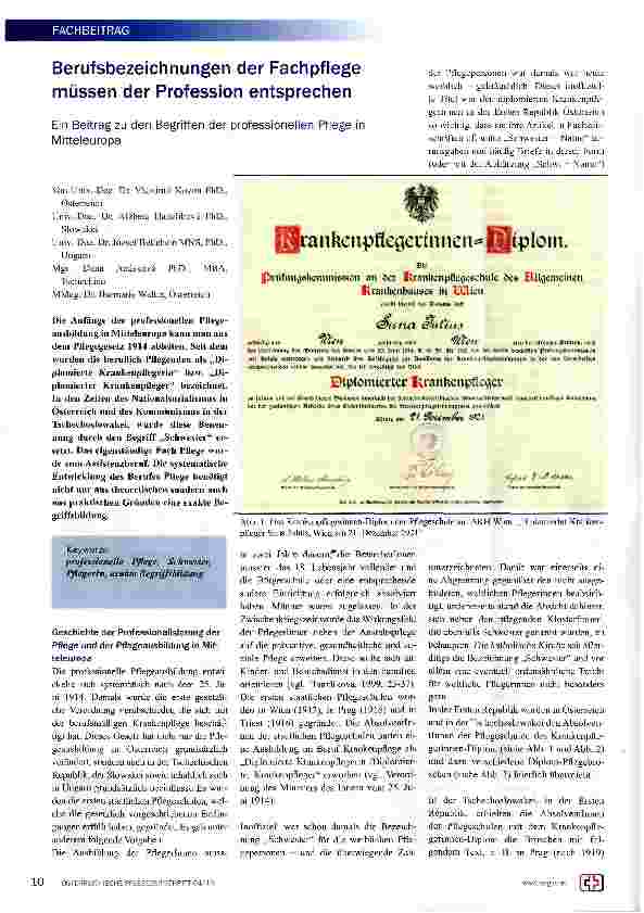 Vorschauseite 1: Berufsbezeichnungen der Fachpflege müssen der Profession entsprechen