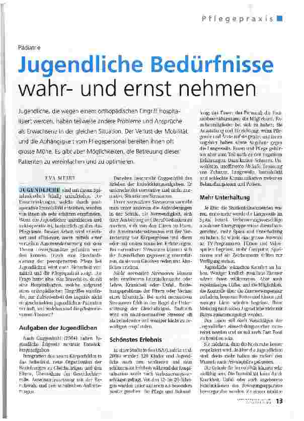 Vorschauseite 1: Jugendliche Bedürfnisse wahrund ernst nehmen