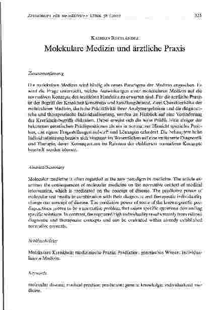Vorschauseite 1: Molekulare Medizin und ärztliche Praxis