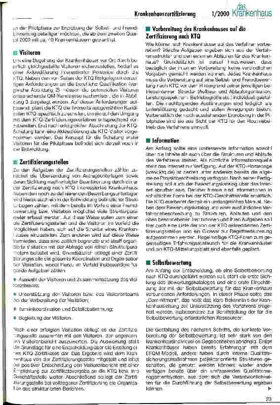 Vorschauseite 3: Krankenhauszertifizierung Strukturen und Abläufe aus Sicht der Kooperation für Transparenz und Qualität im Krankenhaus - KTQ