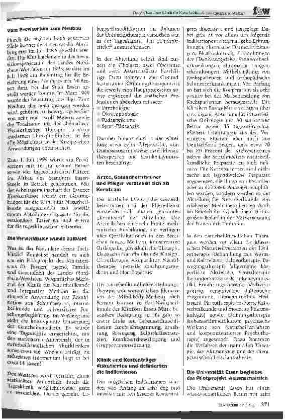 Vorschauseite 2: Der Aufbau einer Klinik für Naturheilkunde und Integrative Medizin in den Kliniken Essen-Mitte Das Erschließen neuer Geschäftsfelder