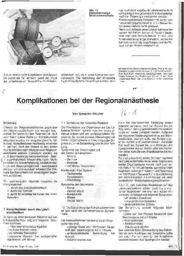 Vorschauseite 6: Die rückenmarksnahen und peripheren Leitungsanästhesien Regionalanästhesie und Schmerztherapie - 3. Folge