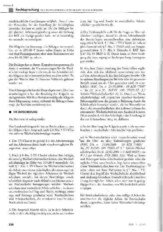 Vorschauseite 2: Durch Bereitschaftsdienste wird eine Wechselschichtarbeit unterbrochen