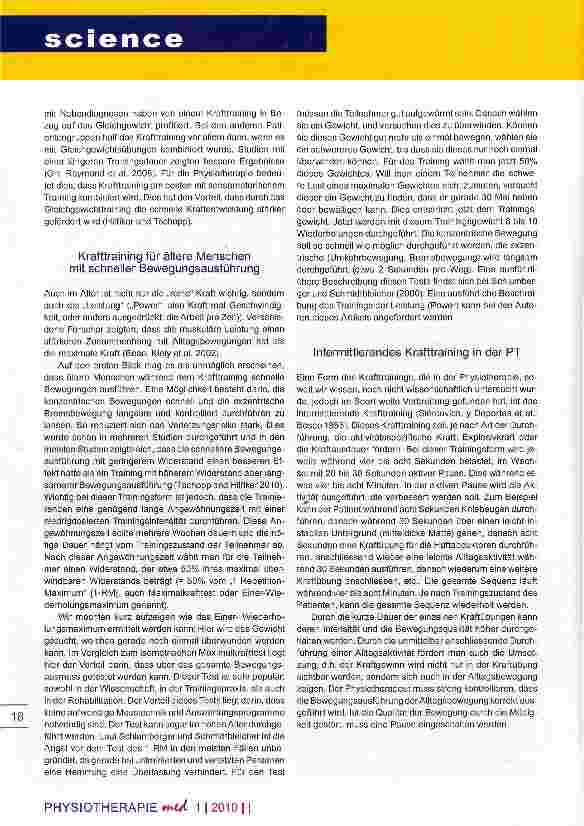 Vorschauseite 4: Studien-Überblick Teil IV Krafttraining in der PT