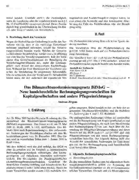 Vorschauseite 1: Das Bilanzrechtsmodernisierungsgesetz BilMoG — Neue handelsrechtliche Rechnungslegungsvorschriften für Kapitalgesellschaften und andere Pflegeeinrichtungen