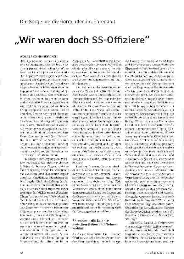 Vorschauseite 1: Die Sorge um die Sorgenden im EhrenamtWir waren doch SS-Offiziere