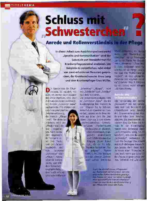 Vorschauseite 1: Schluss mit Schwesterchen? Anrede und Rollenverständnis in der Pflege