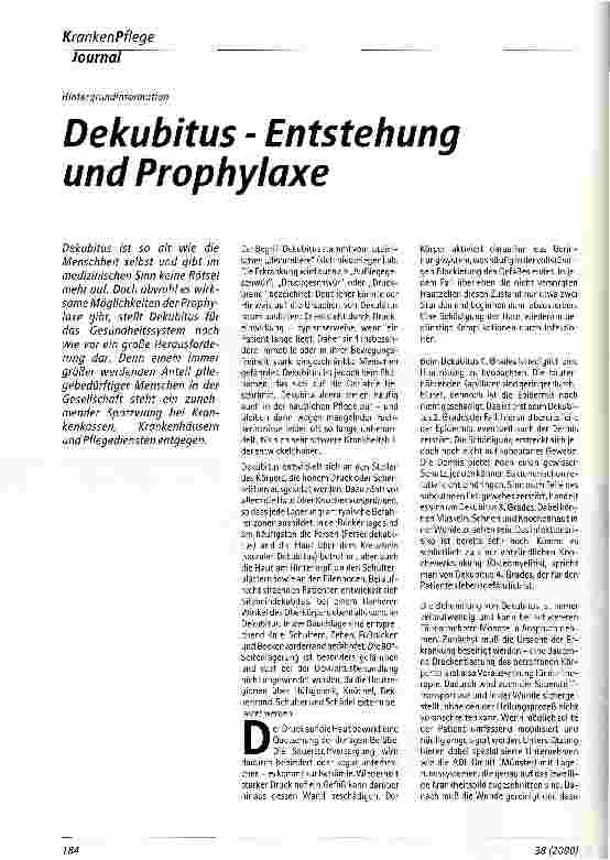 Vorschauseite 1: Dekubitus-Entstehung und Prophylaxe