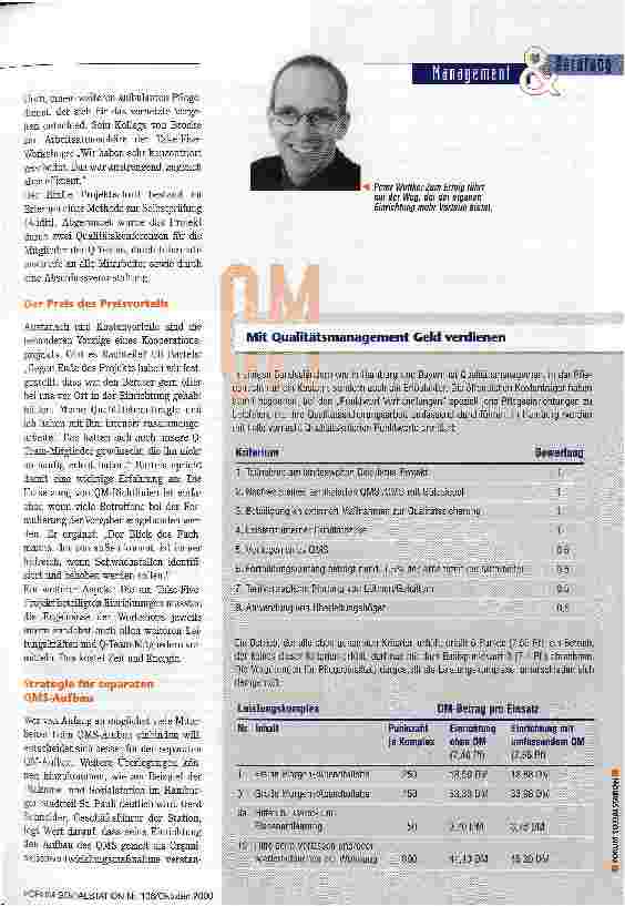 Vorschauseite 2: QM im Dutzend billiger Beim Aufbau eines Qualitätsmanagement-Systems mit anderen Pflegediensten kooperieren