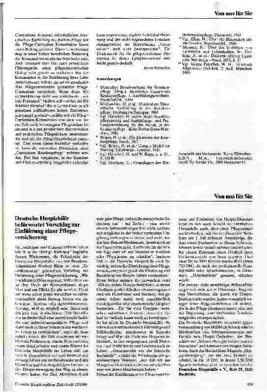 Vorschauseite 3: Gedanken zum hessischen Curriculum Krankenpflege