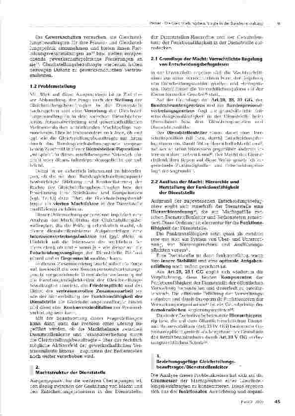 Vorschauseite 2: Die Gleichstellungsbeauftragte in der Bundesverwaltung - Eine Standortbestimmung innerhalb der tripolaren Dienststellen-Figuration
