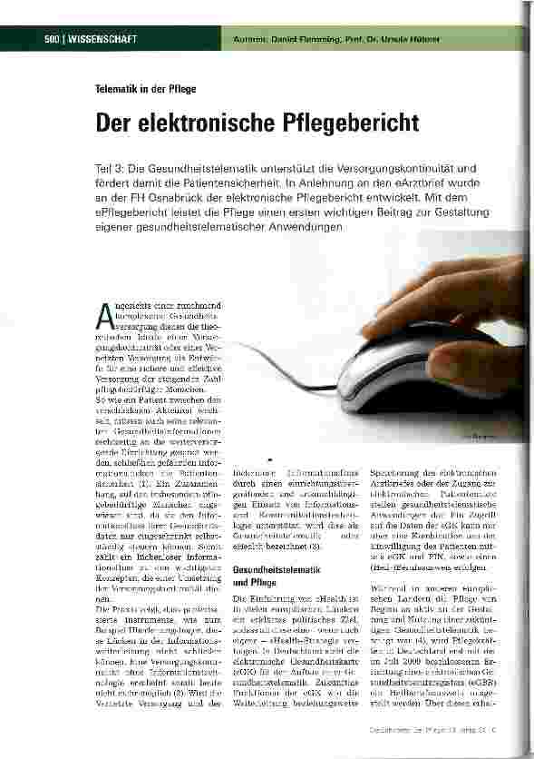 Vorschauseite 1: Der elektronische Pflegebericht