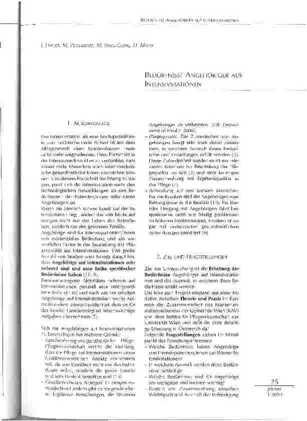 Vorschauseite 1: BEDÜRFNISSE ANGEHÖRIGER AUF INTENSIVSTATIONEN