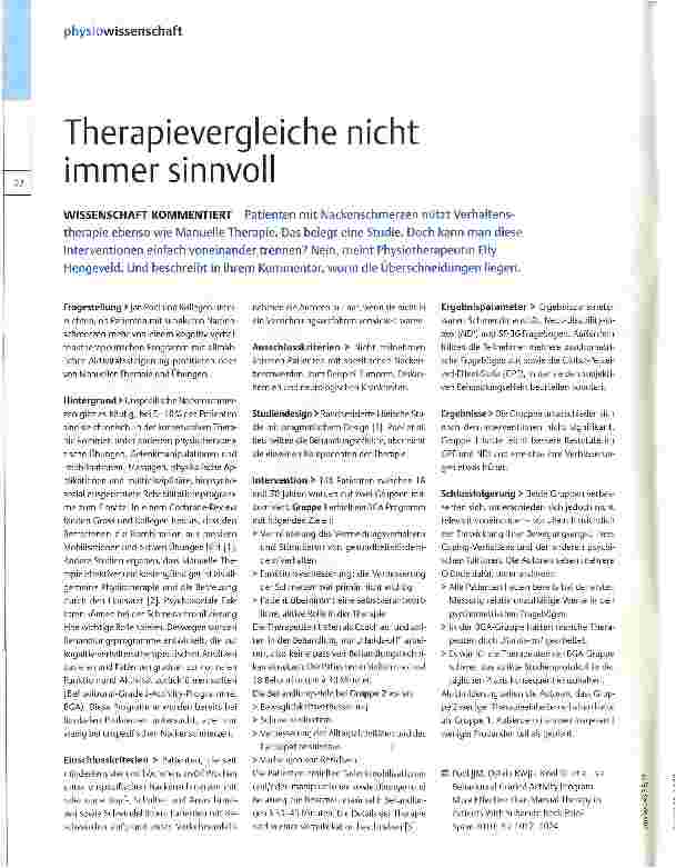 Vorschauseite 1: Therapievergleiche nicht immer sinnvoll