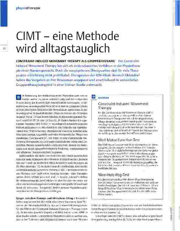 Vorschauseite 1: CIMT-eine Methode wird alltagstauglich