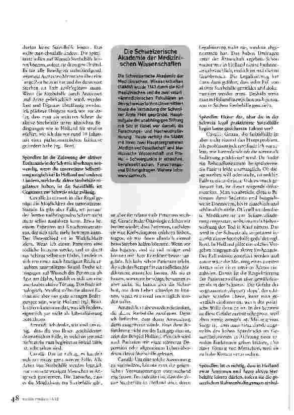 Vorschauseite 4: «...sicher sein, notfalls schmerzlos sterben zu können»