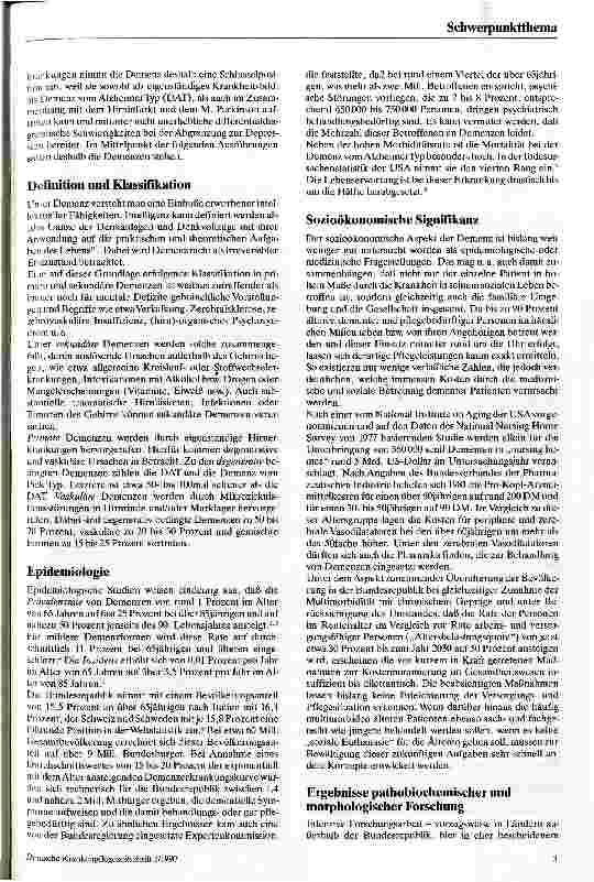 Vorschauseite 2: Zur Problematik von Demenzen Derzeitiger Stand und Lösungsansätze