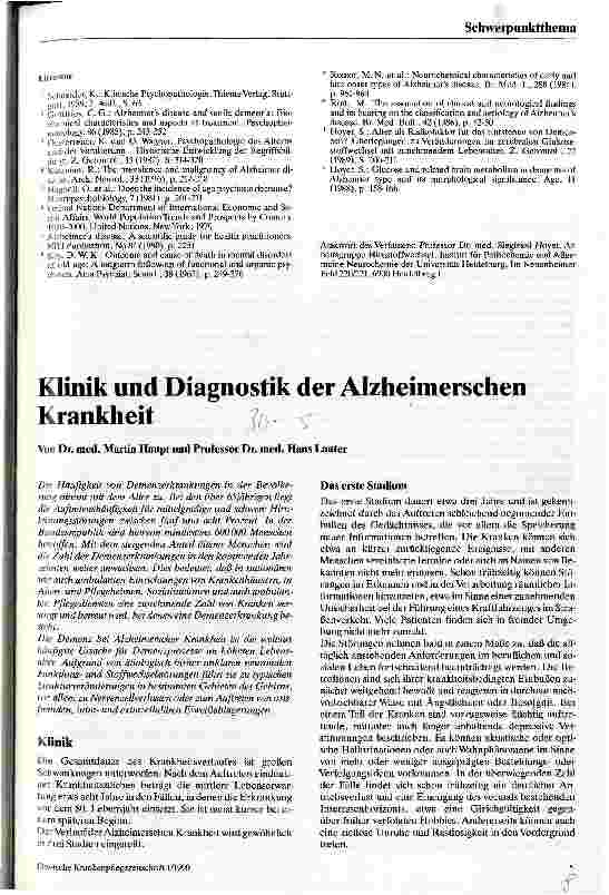 Vorschauseite 4: Zur Problematik von Demenzen Derzeitiger Stand und Lösungsansätze