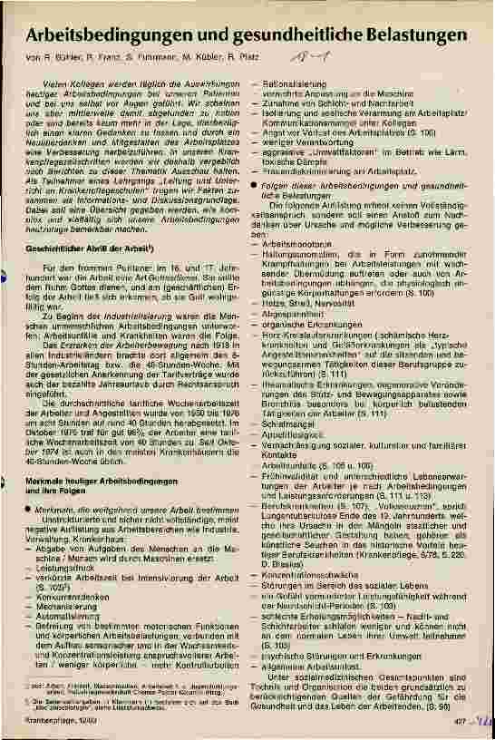 Vorschauseite 1: Arbeitsbedingungen und gesundheitliche Belastung