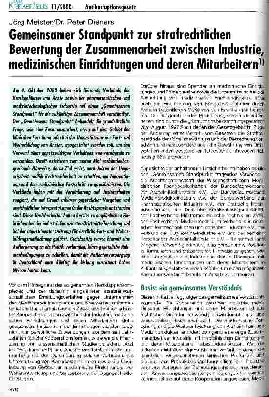 Vorschauseite 1: Gemeinsamer Standpunkt zur strafrechtlichen Bewertung der Zusammenarbeit