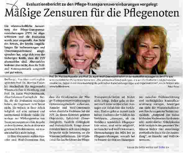 Vorschauseite 1: Mäßige Zensuren für die Pflegenoten
