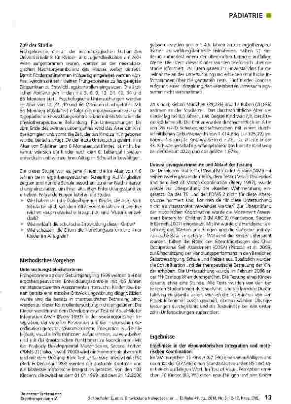 Vorschauseite 2: Entwicklung frühgeborener Kinder aus ergotherapeutischer Sicht