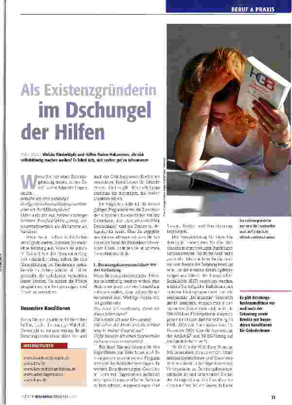 Vorschauseite 1: Als Existenzgründerin im Dschungel der Hilfen