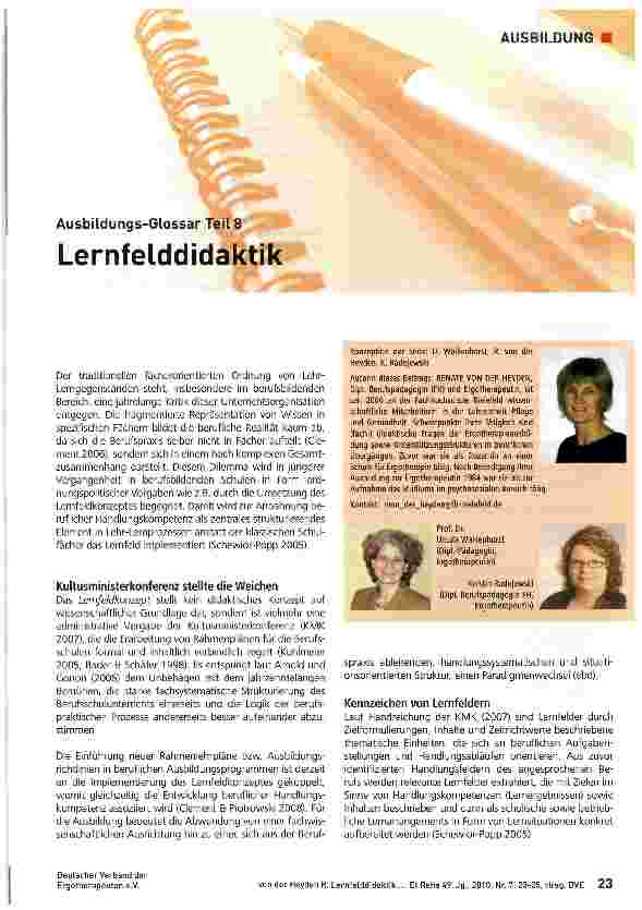 Vorschauseite 1: Ausbildungs-Glossar Teil 8 Lernfelddidaktik