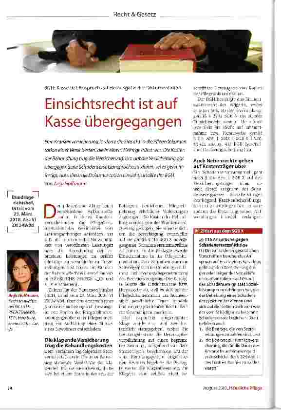 Vorschauseite 1: Einsichtsrecht ist auf Kasse übergegangen