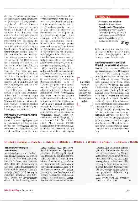 Vorschauseite 2: Einsichtsrecht ist auf Kasse übergegangen