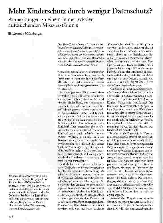 Vorschauseite 1: Mehr Kinderschutz durch weniger Datenschutz? Anmerkungen zu einem immer wieder auftauchenden Missverständnis
