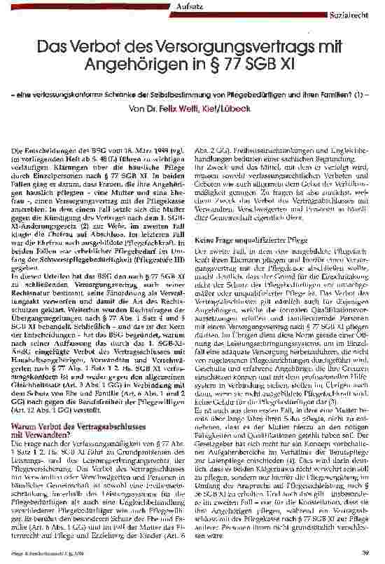 Vorschauseite 1: Das Verbot des Versorungsvertrags mit Angehörigen in §77 SGB XI