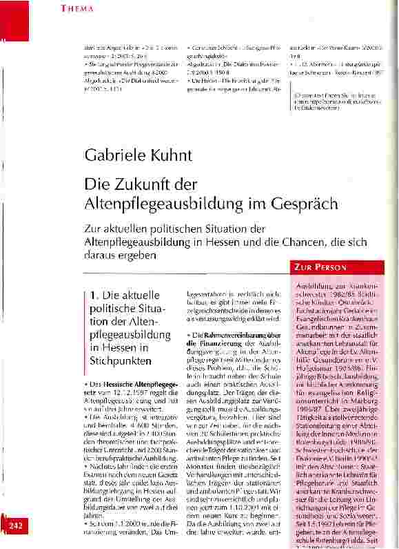 Vorschauseite 1: Die Zukunft der Altenpflegeausbildung im Gespräch