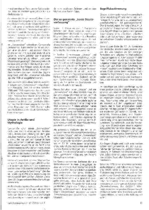 Vorschauseite 2: Der „Sonnenstaat - eine Utopie?