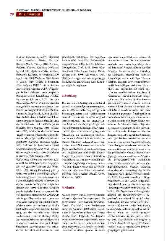 Vorschauseite 2: Angehörige auf Intensivstationen: Auswirkungen und Bewältigung. Eine Literaturübersicht über qualitative Forschungsarbeiten