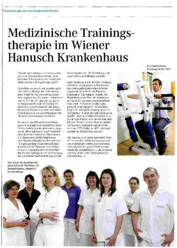 Vorschauseite 1: Medizinische Trainings therapie im Wiener Harnisch Krankenhaus