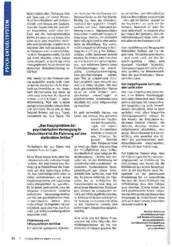 Vorschauseite 3: „Das Niveau der psychiatrischen Versorgung bleibt