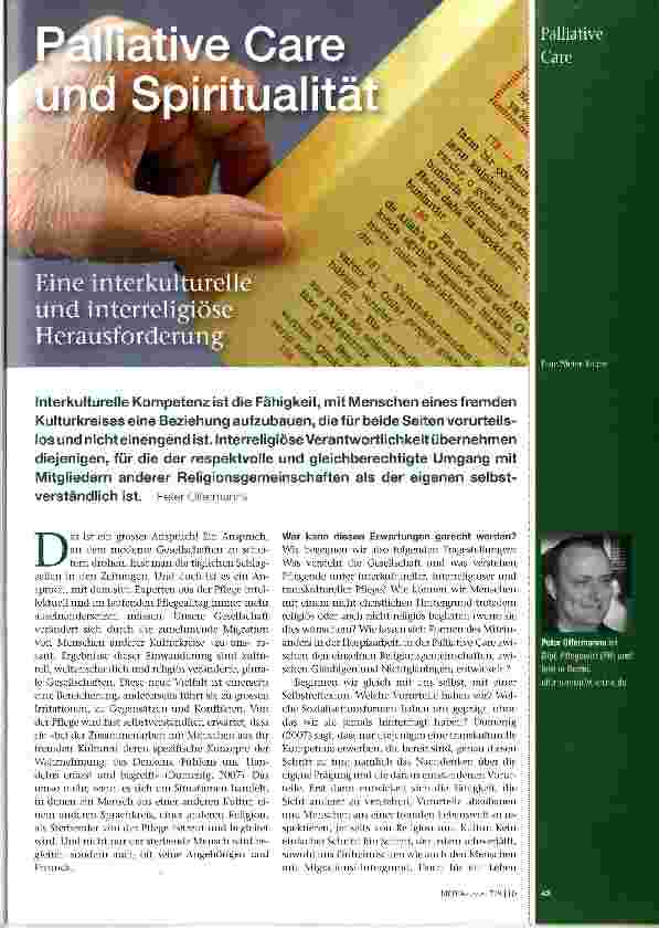 Vorschauseite 1: Palliative Care und Spiritualität