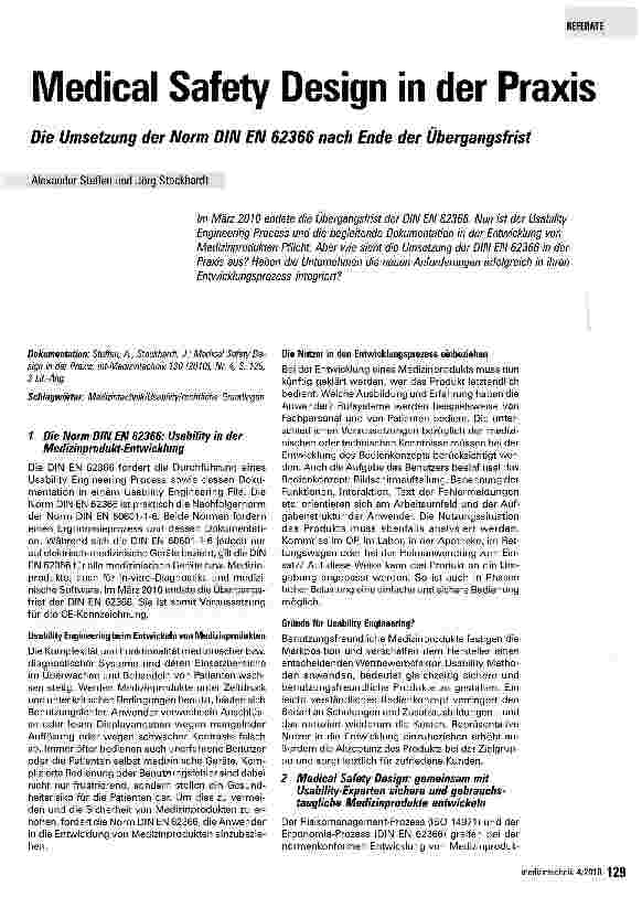 Vorschauseite 1: Medical Safety Design in der Praxis